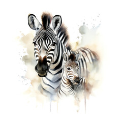 Fototapeta na wymiar Generative AI : Adorable Baby Zebra: Realistic Watercolor Clipart of a Cute Zebra's Face on a White Background