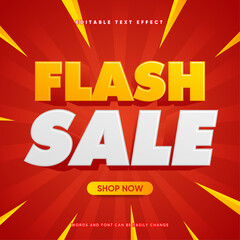 Editable text effect - flash sale banner with red background