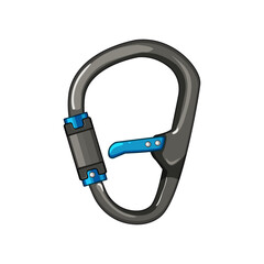 object carabiner clip cartoon. safety security, tool clasp, extreme mountaineering object carabiner clip sign. isolated symbol vector illustration