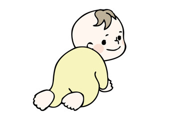 Fototapeta premium ハイハイするかわいい赤ちゃんのベクターイラスト