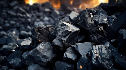 closeup view of coal, charcoal cubes
