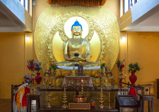 Buddha statue in Shanti stupa, Ladakh, Leh, India