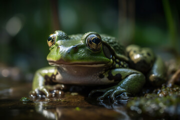 Fototapeta premium A gree frog,ai generated