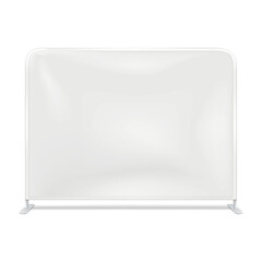 Tension fabric display on metal frame realistic vector mockup. White blank floor banner stand mock-up