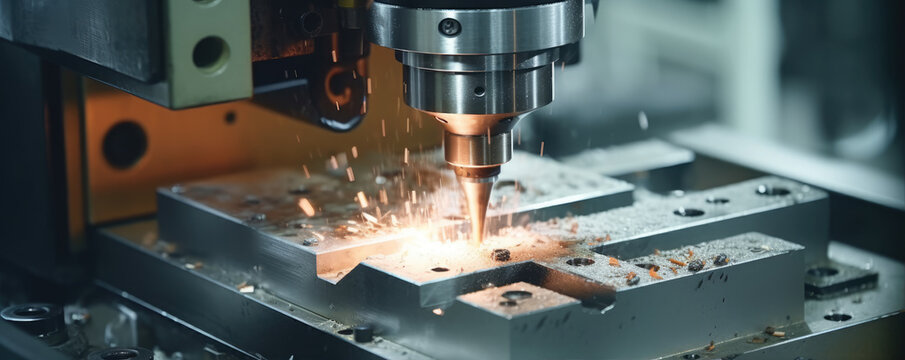 CNC metal machining by vertical mill. generative ai