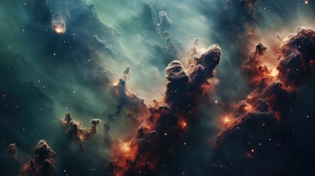 a photo in space of pillars of creation