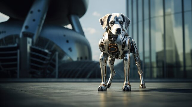 a cyborg dog on the roof