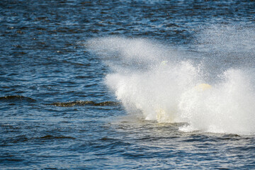 Huge water splash during aquabike racing