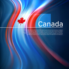 Canada flag background. Abstract canadian flag in the blue sky. National holiday card design. State banner, canada poster, patriotic cover, flyer. Business brochure design. Vector illustration