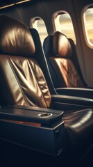First class and business class seats with copy space. Generative AI