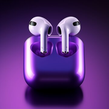 an airpods in purple color