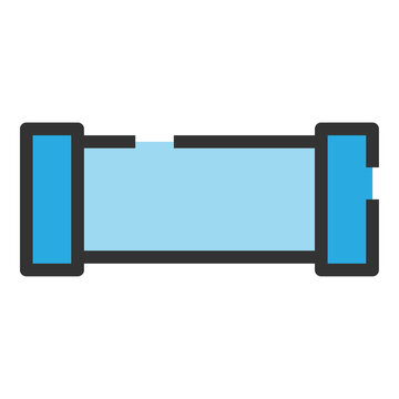 Plumbing pipe icon. Connection technical pressure water systems. Blue color.
