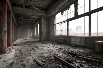 Tuinposter Interior of a post apocalyptic building © Hagi
