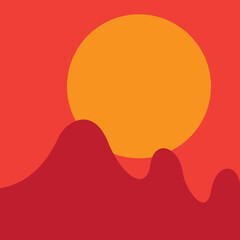 Sunset over the mountains in the desert. logo. Vector illustration.