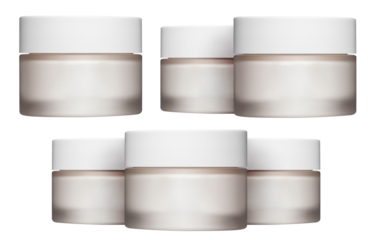 Set of white cosmetic cream jars, cut out