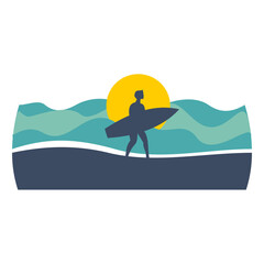 surfing theme for vector t-shirt design