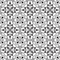 Fototapeta premium Damask wallpaper. A seamless vector background. Black and white texture. Floral ornament