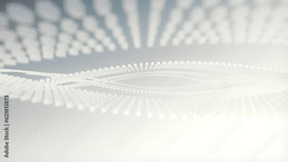 Aufkleber Waves of white particles abstract loop animation. 3d rendering 4K