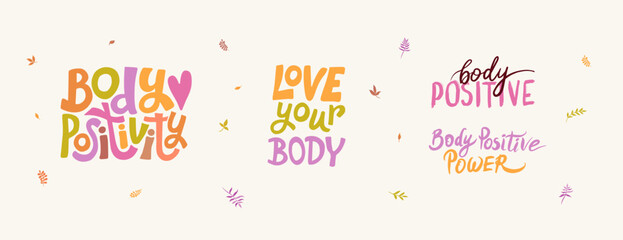 Unique vector hand drawn inspirational, positive quote. Body positivity. Love your body. For t-shirts, social networks, posters, cards, banners, textiles, design elements.