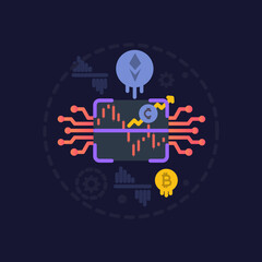 Online trading AI , vector illustration concept 
