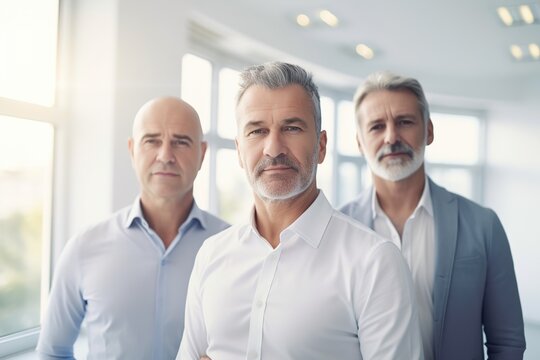 business businessman office mature meeting man portrait group teamwork success team coworker together corporate manager professional executive generative ai