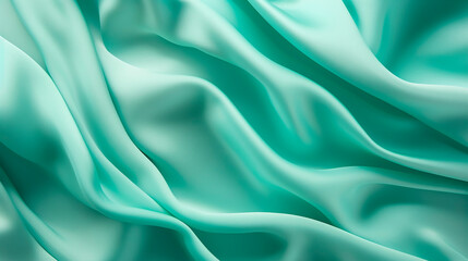 Obraz premium Closeup of rippled green satin fabric cloth texture background.AI Generated