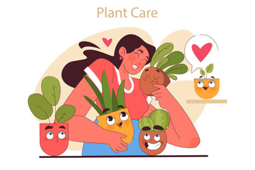House plant care tips. Character enjoy gardening taking care