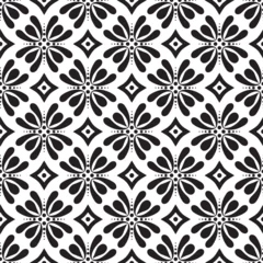 Foto op Canvas Wallpaper in the style of Baroque. A seamless vector background. Black and white texture. Floral ornament. © Bharat