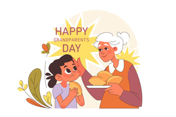 International grandparents day. Elderly woman with granddaughter.