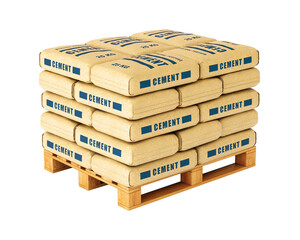 Pile of cement in sacks transparent background