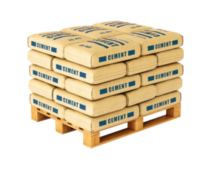 Pile of cement in sacks transparent background