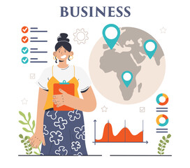 Business development set. Entrepreneurship success and growth strategy.