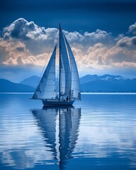 a sailboat in the sea besides mountain