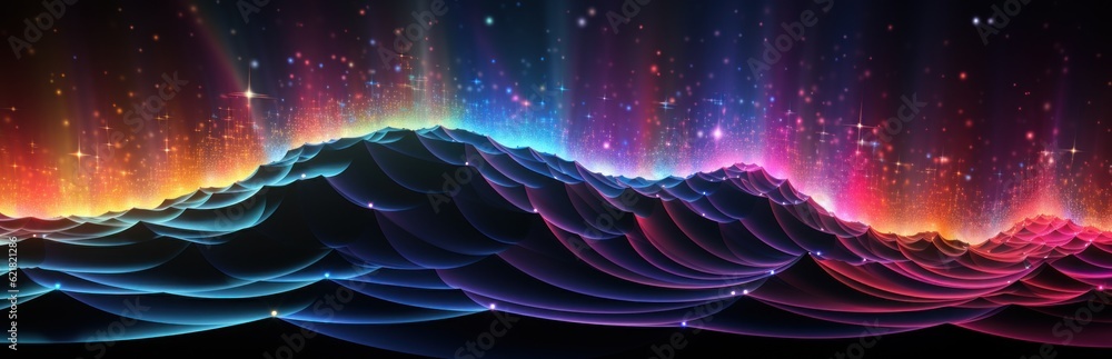 Poster a computer generated image of a colorful mountain. generative ai image.
