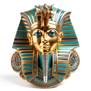 Egyptian farao mask on transparent background isolated png.Generated with AI