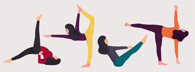Illustration of women doing yoga pose exercise