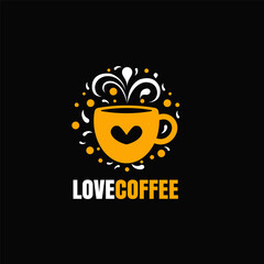 Love Coffee icon logo design template. combination of heart and coffee mug logo vector illustration
