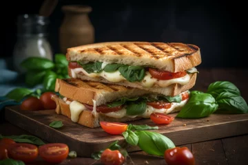Washable wall murals Snack Italian panini sandwich food. Generate Ai