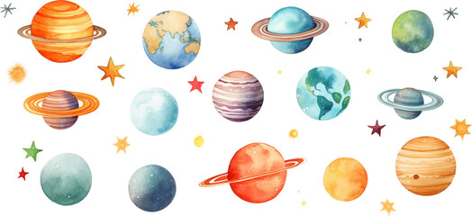 planet watercolor for kids easy drawing kids style cute