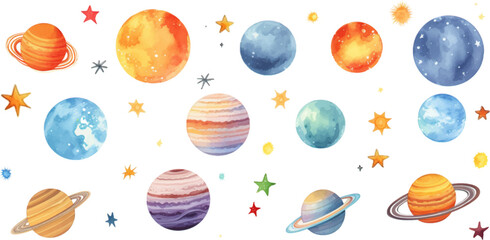 planet watercolor for kids easy drawing kids style cute