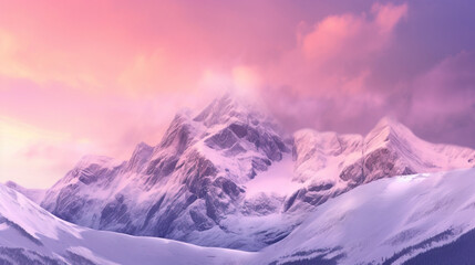 Obraz premium Pastellfarbiger Berg in Sonnenuntergang