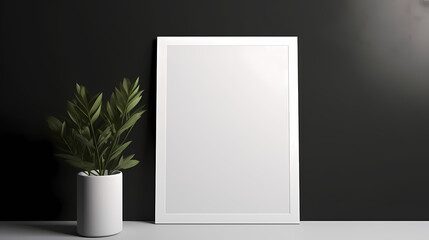 Home interior poster mockup with horizontal white frame