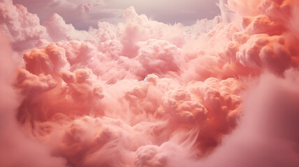 background pink clouds view from the plane. Generative AI
