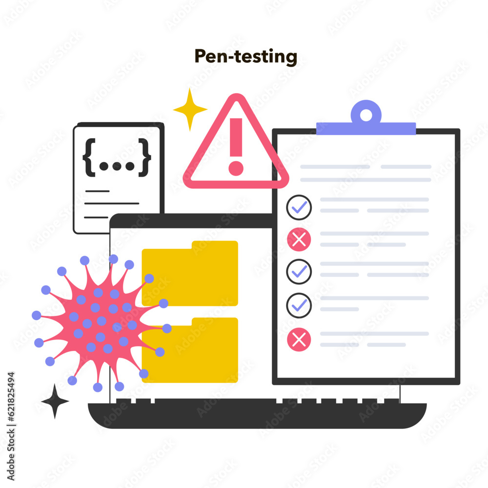Poster pentesting. cyber or web security technology. digital data protection