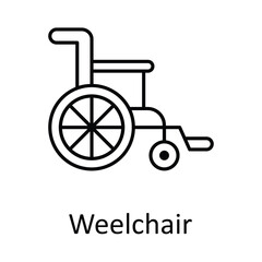 Fototapeta na wymiar Weel chair Vector outline Icon Design illustration. Medical and Health Symbol on White background EPS 10 File
