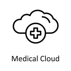 Obraz premium Medical Cloud Vector outline Icon Design illustration. Medical and Health Symbol on White background EPS 10 File