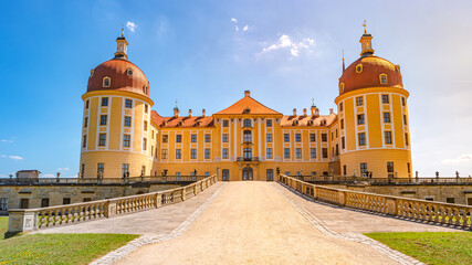 Moritzburg, Saxony, Germany - Famous ancient Moritzburg Castle, near Dresden, at sunny summer day...