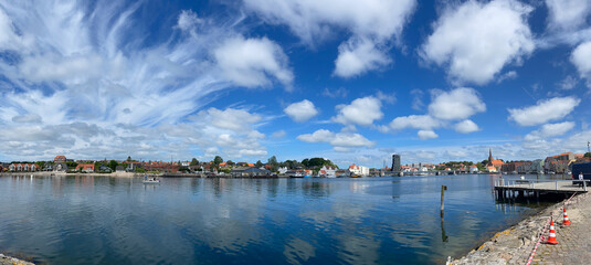 Naklejka premium Panoramic view of Sønderborg harbour