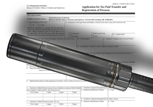 Silencer with shadow on the public domain tax form for ownership