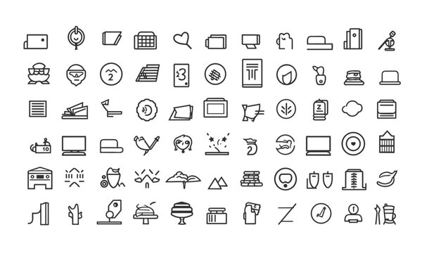 Line-style language web icon set. Language interpretation, etymology, talking, word reference, listening abilities, composing, deciphering, assortment